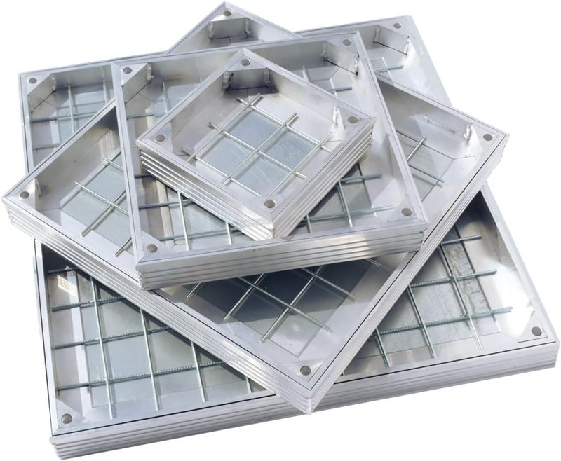 EMC غطاء فتحة مانهوled للأرضية مدمج من EMC، صينية بلاط من الألمنيوم، مربع (40X40) - Image 1